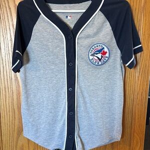 Genuine Merchandise Women's Blue Jays Button Down Shirt - Gray and Black